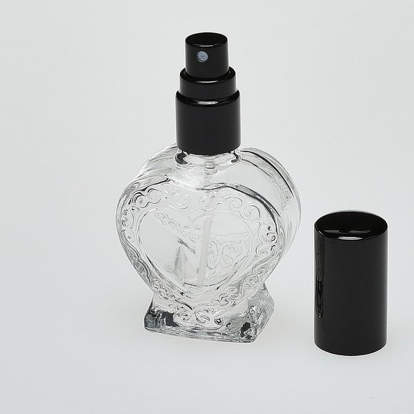 Miniature Heart-Shaped Clear Glass bottle 1/2 oz
