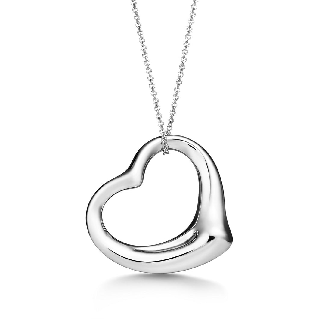 Tiffany & Co. Elsa Peretti® MEDIUM Open Heart Pendant in 925 Sterling Silver